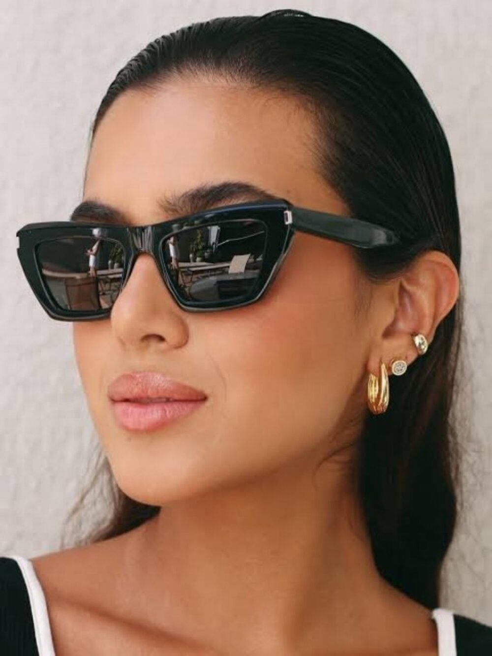 NWT Saint Laurent SL467 001 Black Cat Eye Sunglasses Authentic